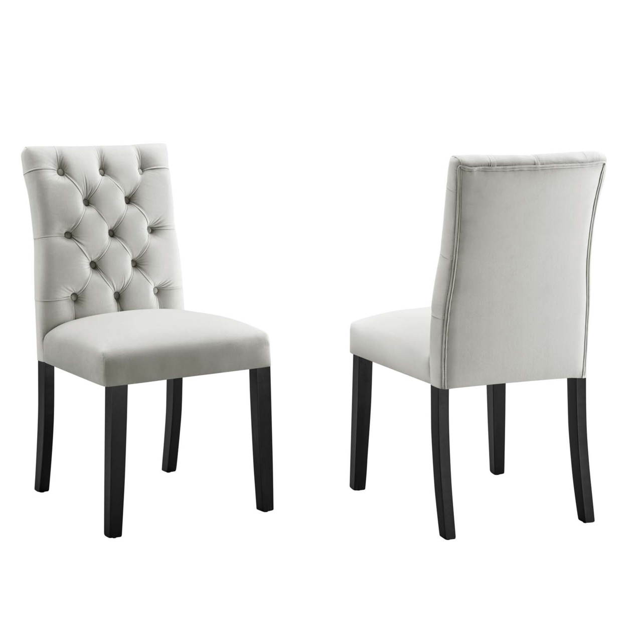 Duchess Performance Velvet Dining Chairs - Set Of 2, Light Gray