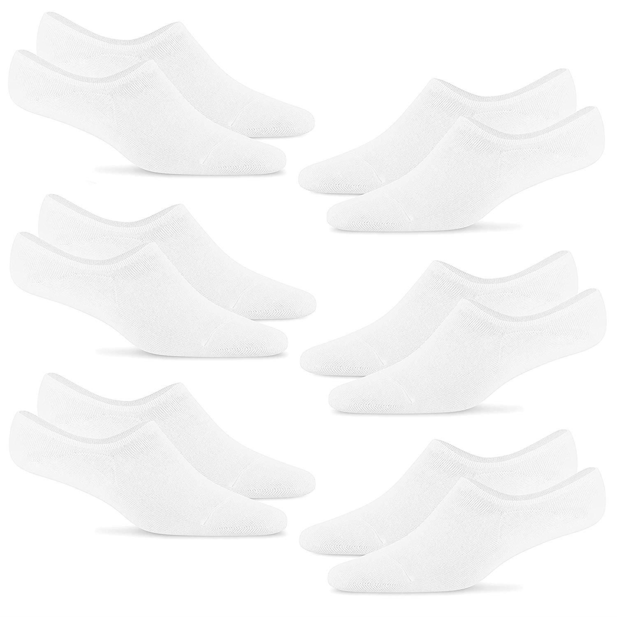 Steven's Socks Low Cut Invisible Mens 7-12 Women 8.5-13.5 Unisex Anti-Slip Low-Cut No Show White 6PK Solid