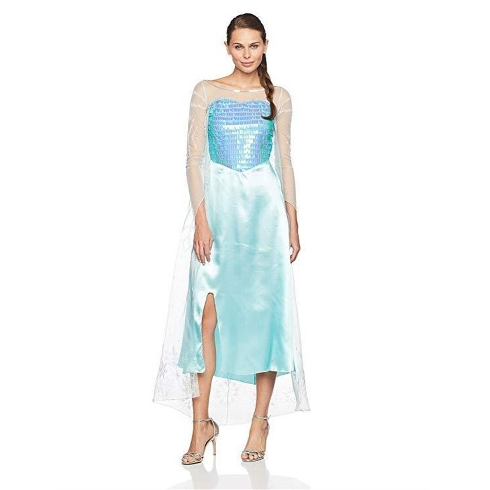 Disney Frozen Elsa Deluxe Womens Size S 4/6 Costume Dress W/ Cape Princess Disguise