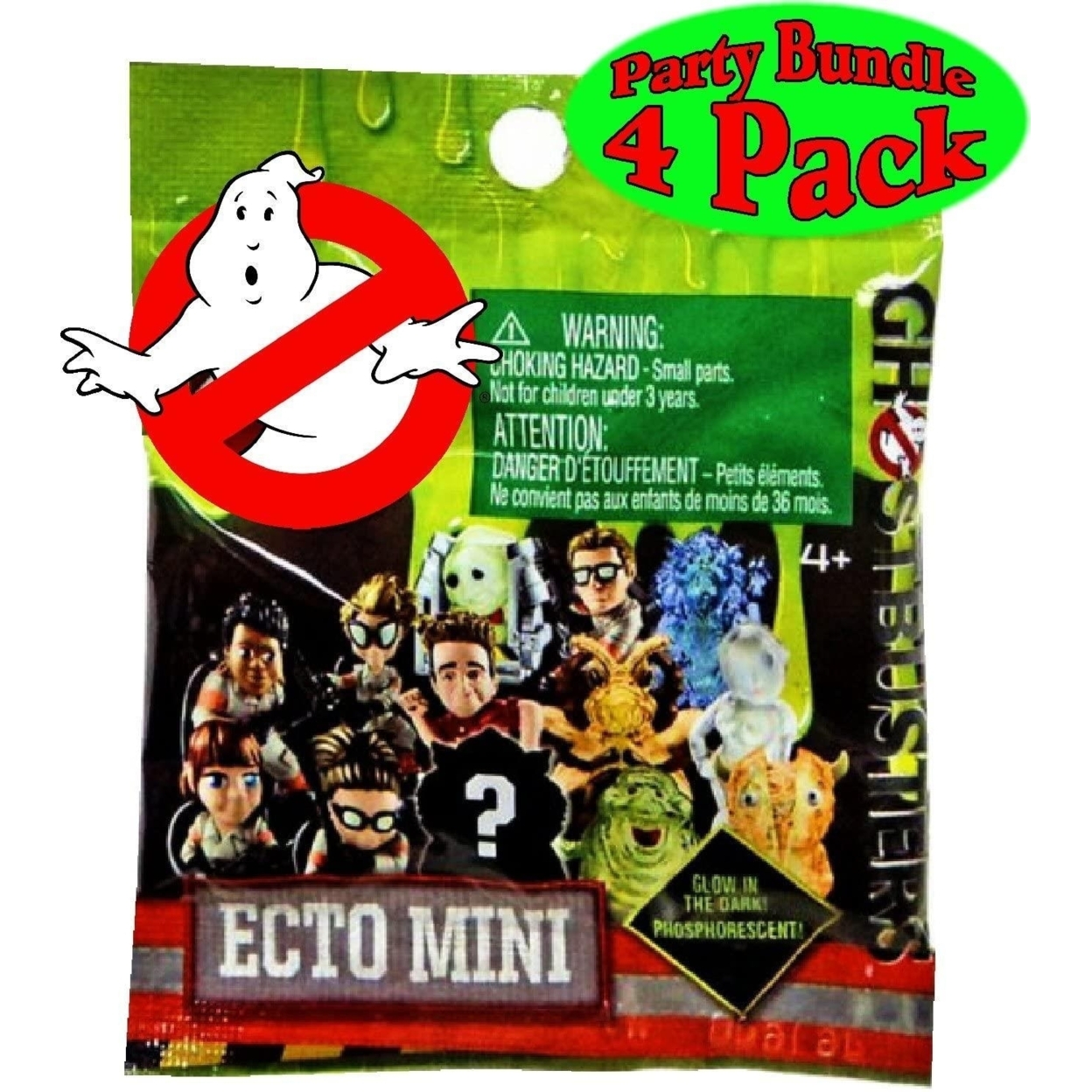 Ghostbusters Ecto Minis Surprise Bags 4pk Glow In Dark Ghosts Mystery Figures Mattel