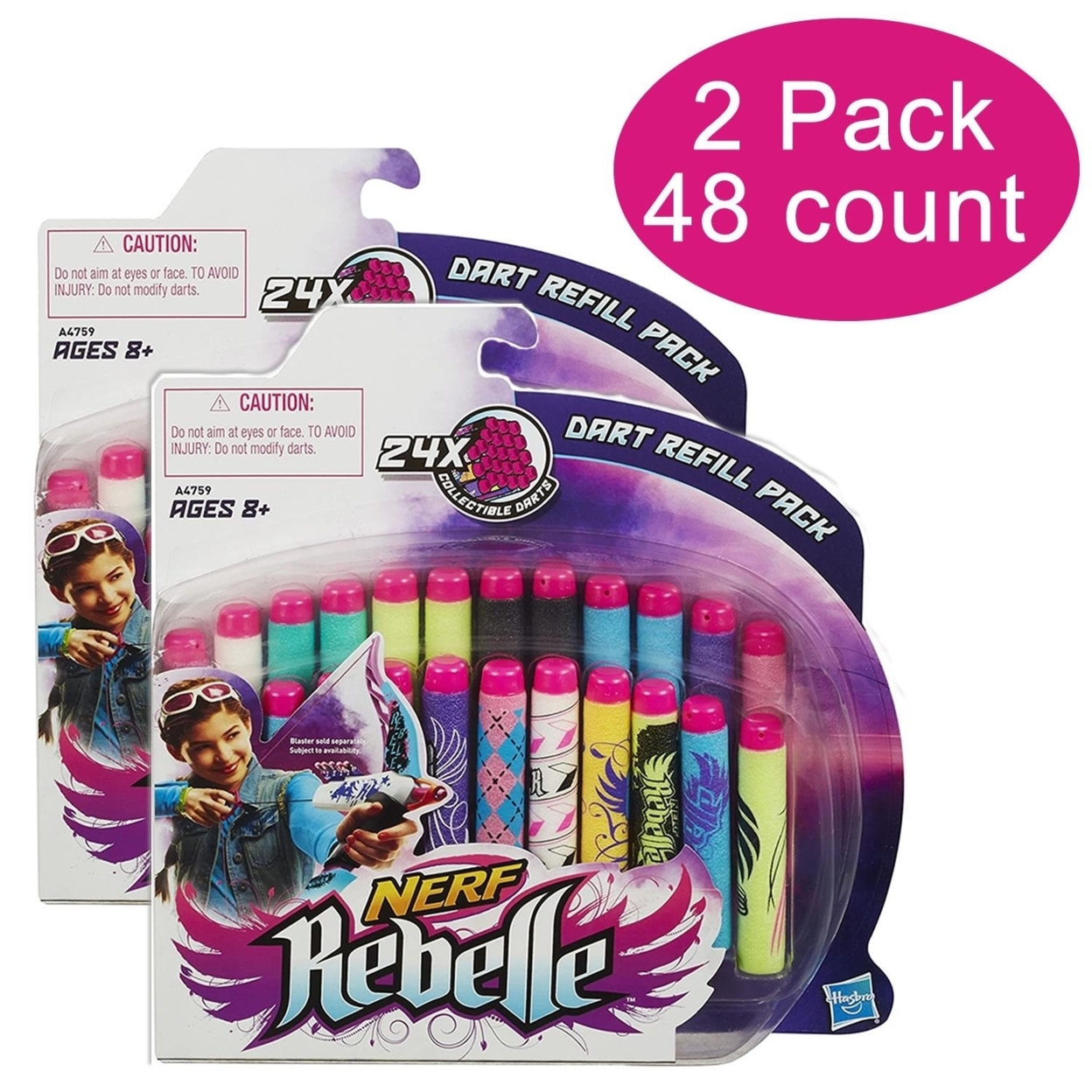 Nerf Rebelle Secrets & Spies Dart Refill 2-Pack 48ct For Blasters Hasbro