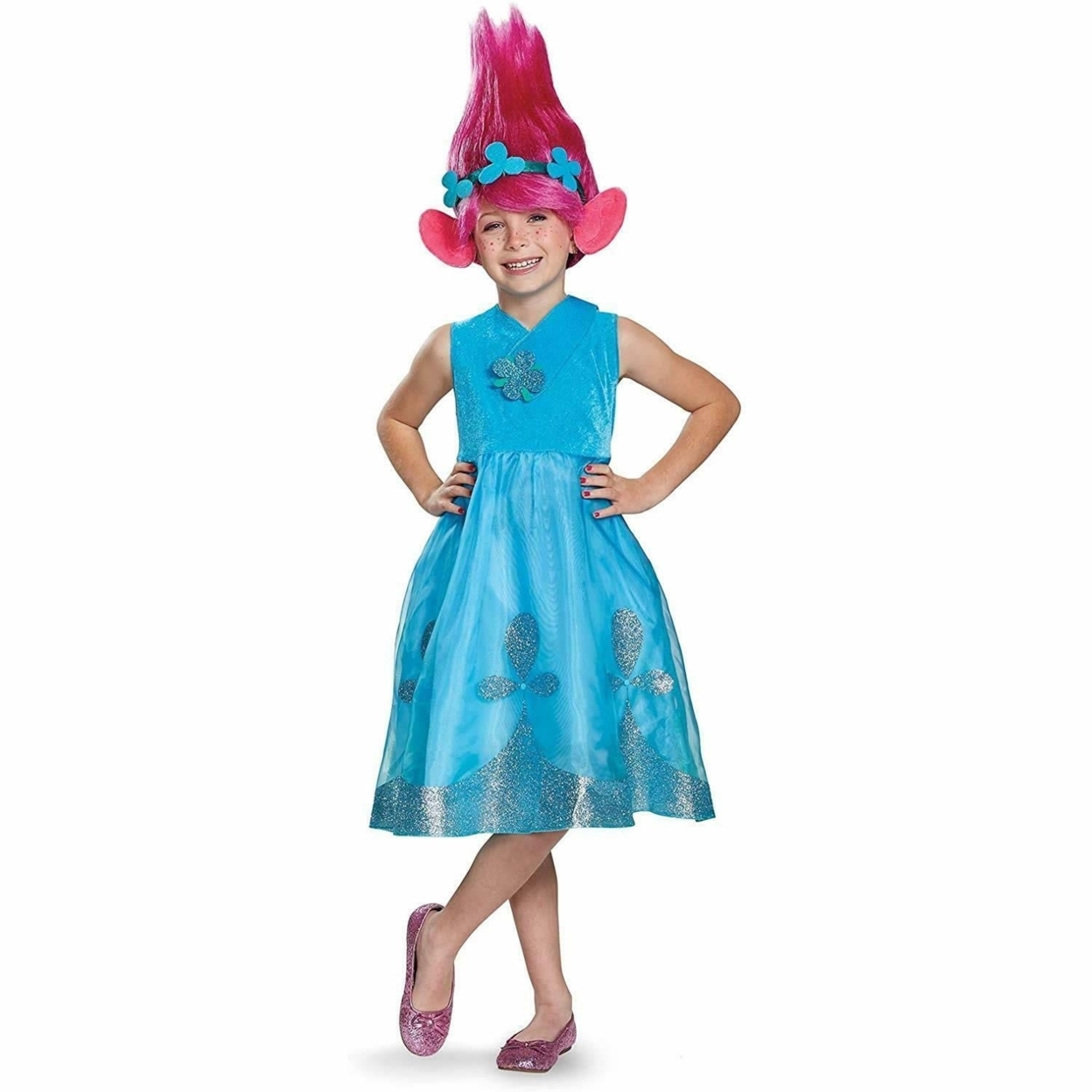 Trolls Poppy Deluxe W/Wig Size M 7/8 Girls Licensed Costume Disguise