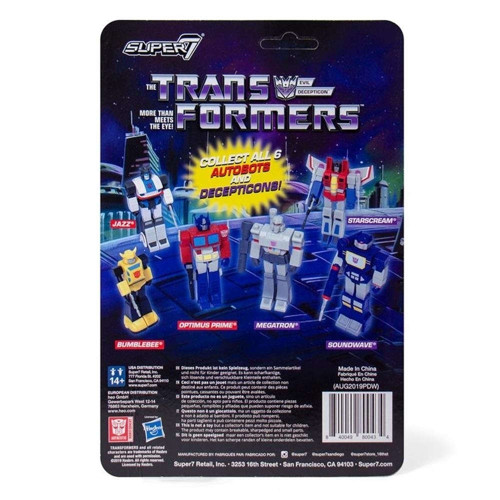 Transformers Jazz Heroic Autobot Retro ReAction Figure Collectible Super7