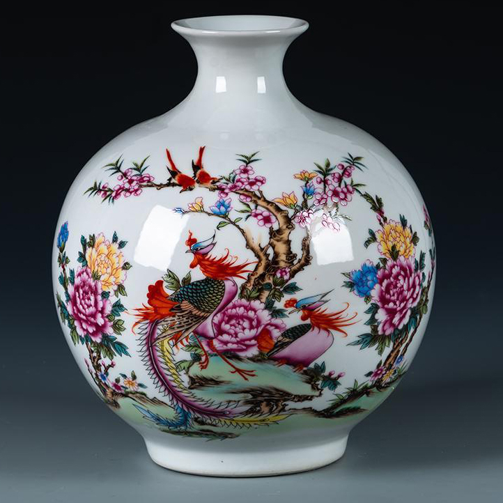 Cool Porcelain Antique Flower And Phoenix Pattern Chinese Vase Handmade Asian Culture Art GDHP004