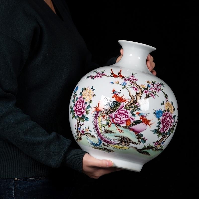 Porcelain Antique Flower And Phoenix Pattern Chinese Vase Cool Handmade Asian Culture Art GDHP004