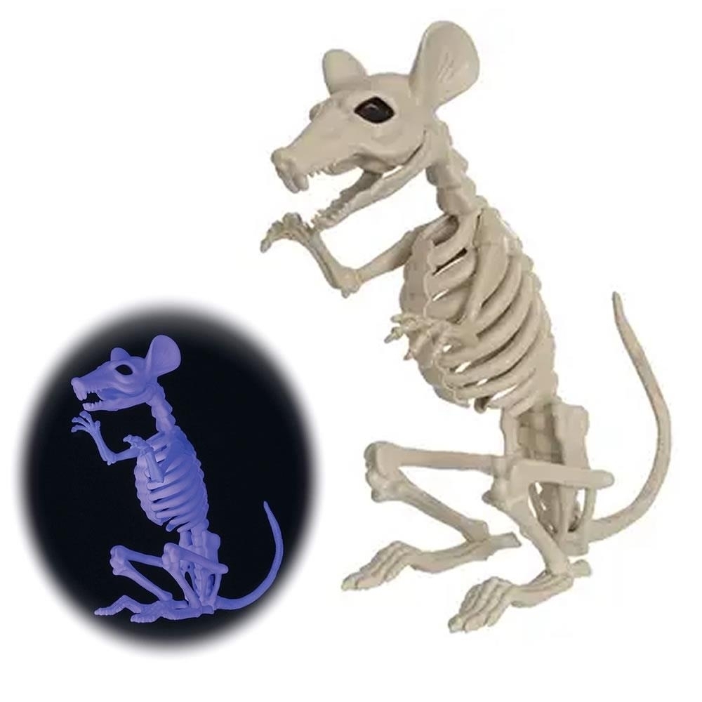 Crazy Bonez Ghostly Skeleton Rat Black Light Responsive 11.5 Halloween Prop Seasons W81325