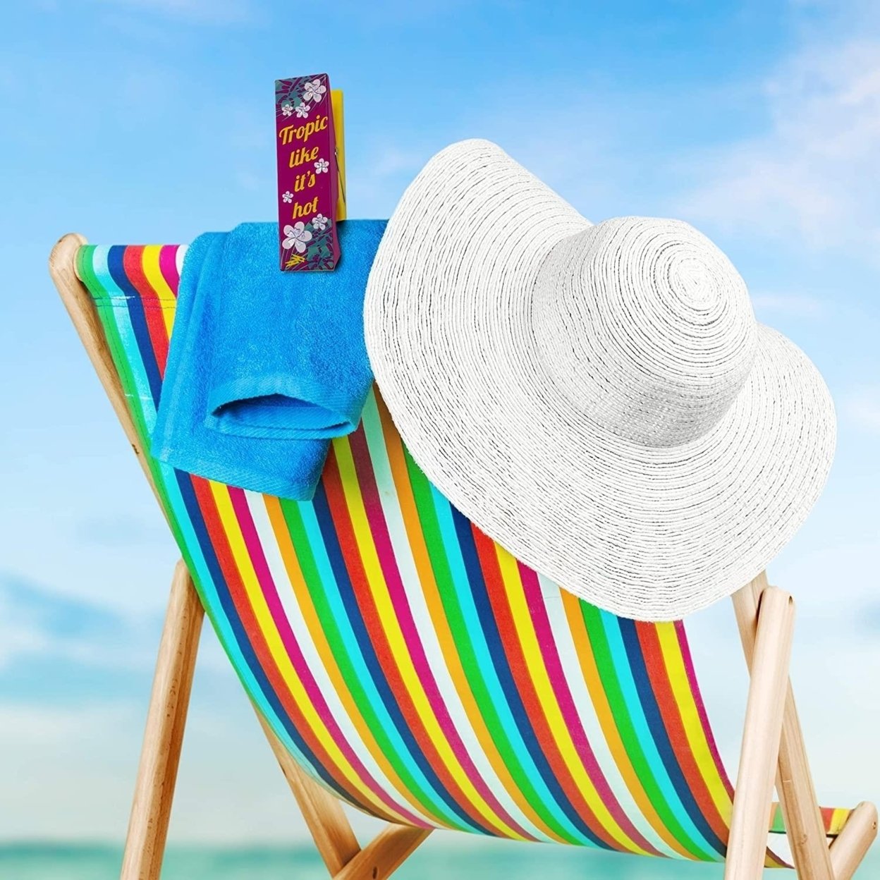 Beach Pool Towel Clip Tropic Like It's Hot & Flamingo Summer Secure Bag Lounge Chair LogoPegs