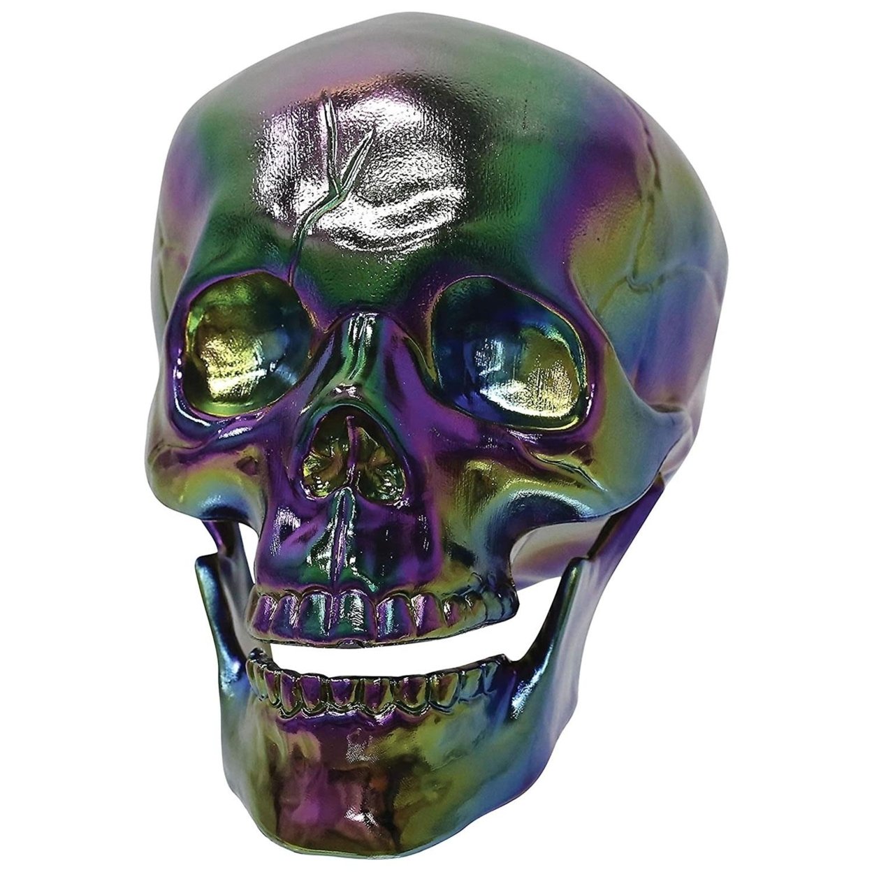 Crazy Bonez Oil Slick Iridescent Finish Skull Metallic Horror Halloween Decor Display Seasons W80646