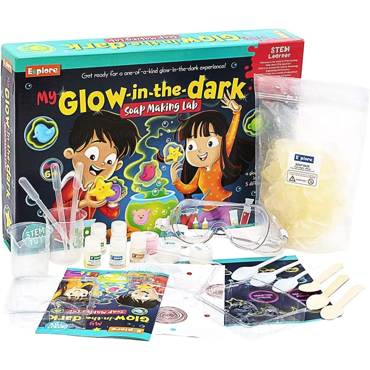 Explore STEM Learning Glow In Dark Soap Lab DIY Science Fun Kt Mighty Mojo