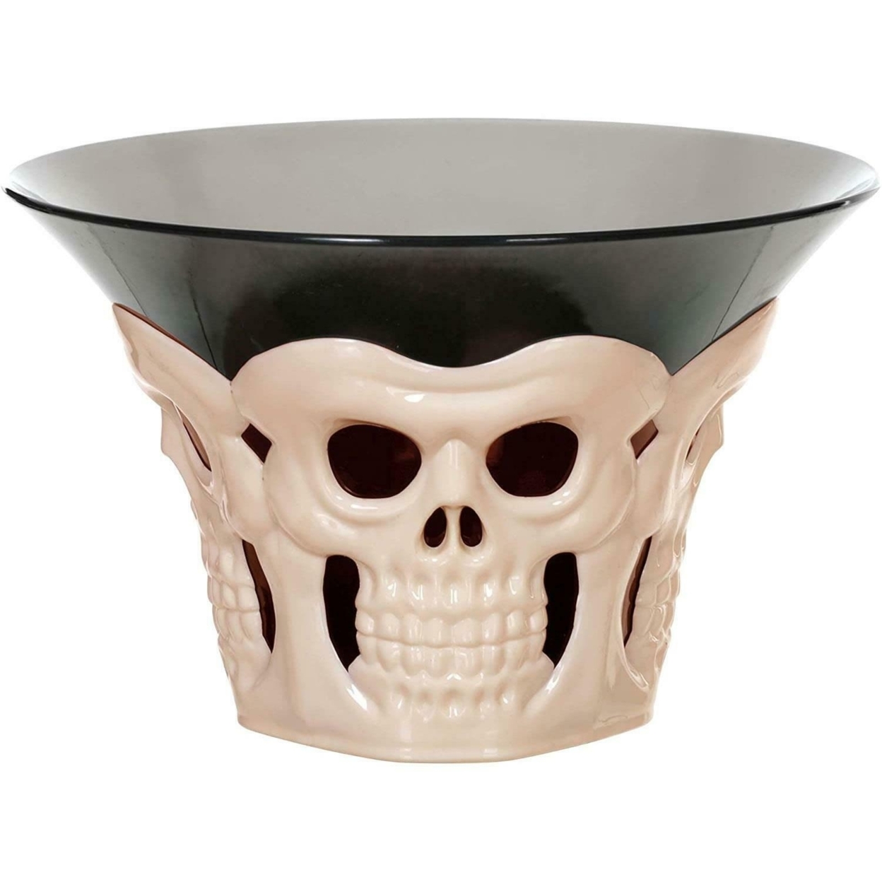 Bone Skull Candy Bowl & Skull Oil Slick Iridescent Finish Bundle Spooky Halloween Seasons Z18246/W80646