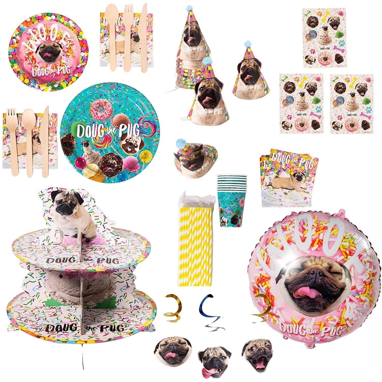 Doug The Pug Party In A Box Kit Instagram Famous Pup Birthday Celebration Mighty Mojo