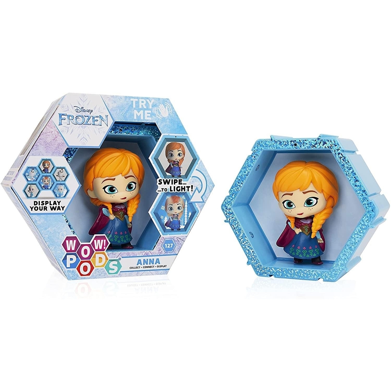 WOW Pods Disney Frozen Anna Princess Swipe To Light Connect Light-Up Figure Collectible
