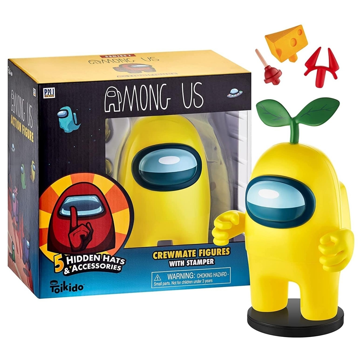 Among Us Stamper Yellow Crewmate Plant Hat 7 Video Game Character Figure PMI International