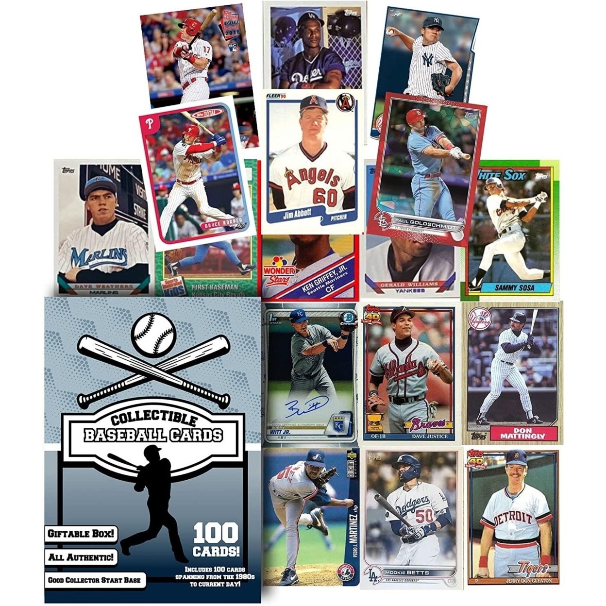 Baseball Trading Collector Cards 100ct Assorted Players Superstars TCG Box Set Mighty Mojo