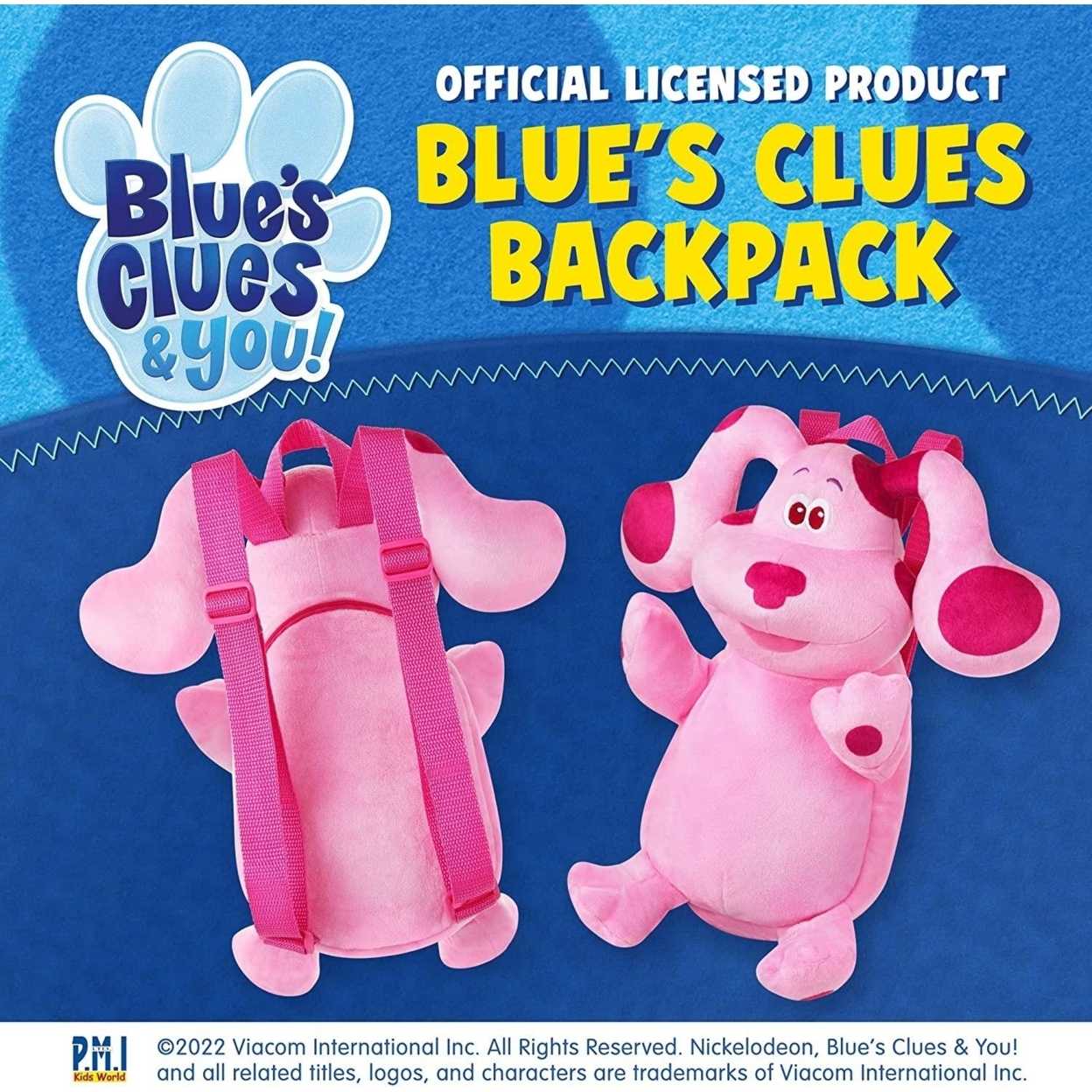 Blue's Clues Magenta Plush Dog Backpack Animated Character Nickelodeon Kids Show PMI International