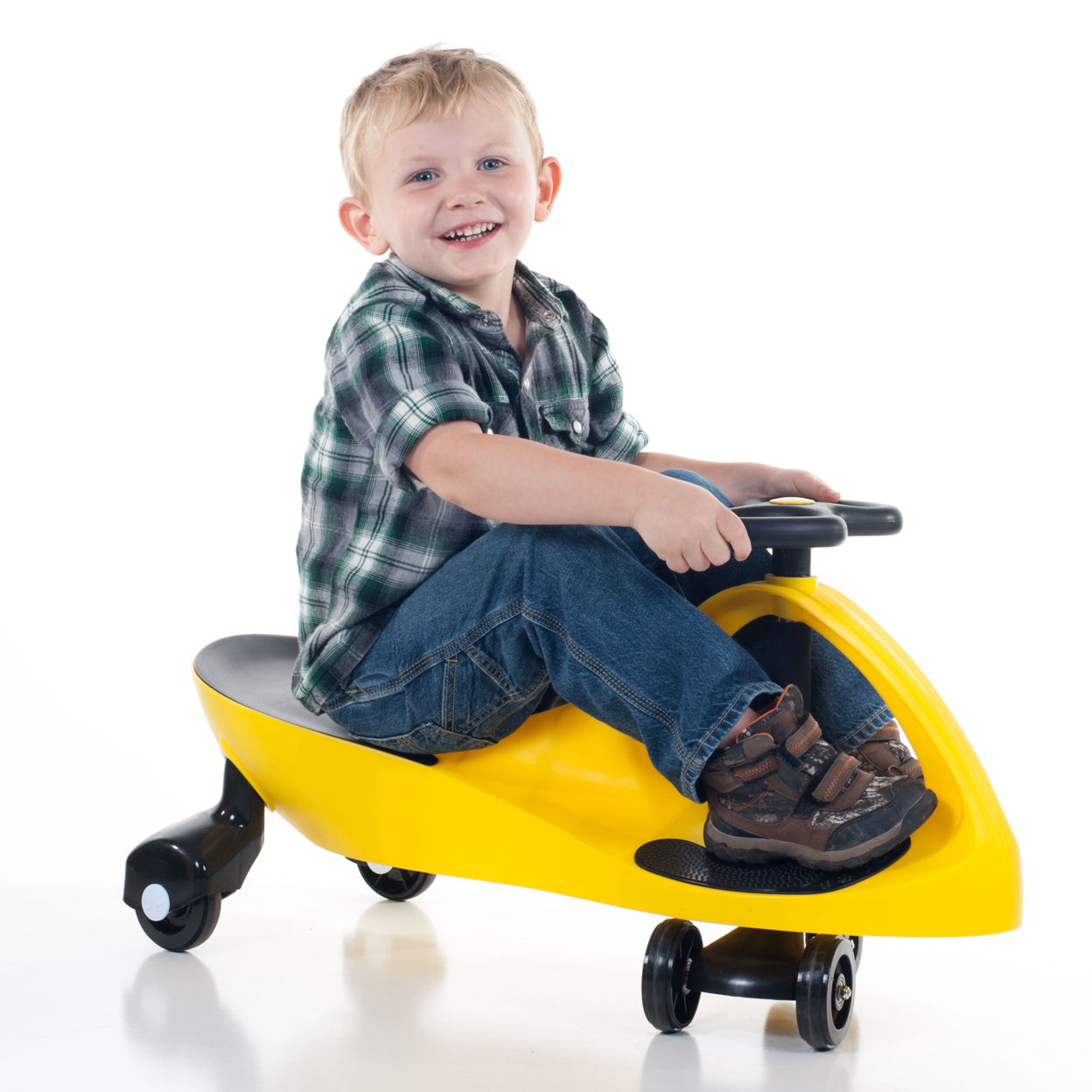 Zig Zag Wiggle Car Ride On Energy Powered Ride On Toy Roller Coaster Car Boys Girls Ages 2 - 7 - Yellow