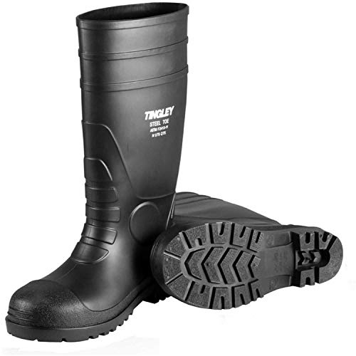 DUNLOP 16 Steel Toe PVC Waterproof Pull On Work Boot Black - 87801 BLACK - BLACK, 4-D