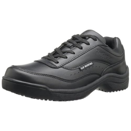 SkidBuster Women's Leather Slip Resistant Athletic Shoe White - S5085 WHITE - BLACK, 7 Wide
