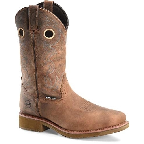 Double-H Boots - Mens - Mens 12 Inch Waterproof Comp Toe Wide Square Toe Roper LIGHT BROW - Brown, 9 X-Wide