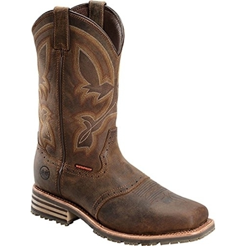 Men's Double H 11 Composite Safety Toe Waterproof Western Roper Boot DH5124 LIGHT BROW - TAN CRAZY HORSE, 9-2E