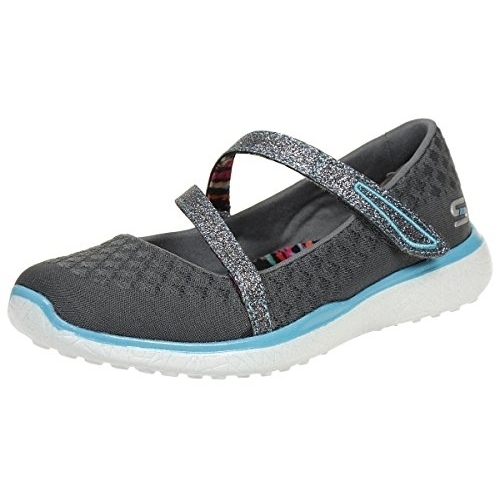 Skechers Micorburst One Up Ballerina Trainers Sneaker Girls CHARCOAL/BLUE - CHARCOAL/BLUE, 3