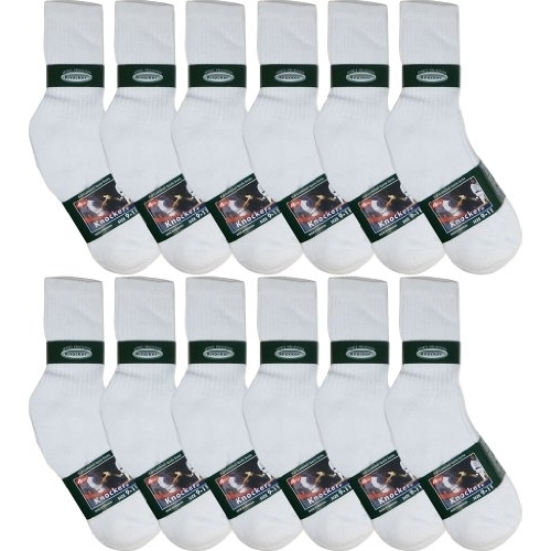 Knocker Men's Sports Crew Socks (Pack Of 12 Pairs) WHITE - WHITE, 10-13