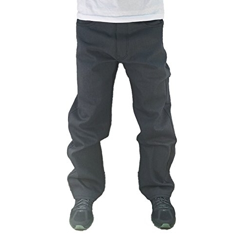 Hipbhop Men's Denim Stiff Material Straight Fit Jeans WHITE - WHITE, 40W X 32L