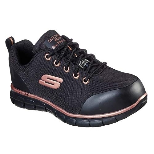 Skechers - Womens Sure Track-Chiton Shoe - BLK/ROSE-GOLD, 9