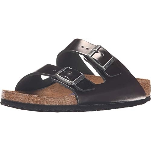 BIRKENSTOCK Women's Arizona Soft Footbed Metallic Anthracite Leather (regular Width) - 1000292 0 Women/0 Men METALLIC ANTHRITE - METALLIC AN