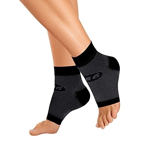 OrthoSleeve FS6 Compression Foot Sleeve (One Pair) For Plantar Fasciitis, Heel Pain, Achilles Tendonitis And Swelling BLACK - BLACK, Small