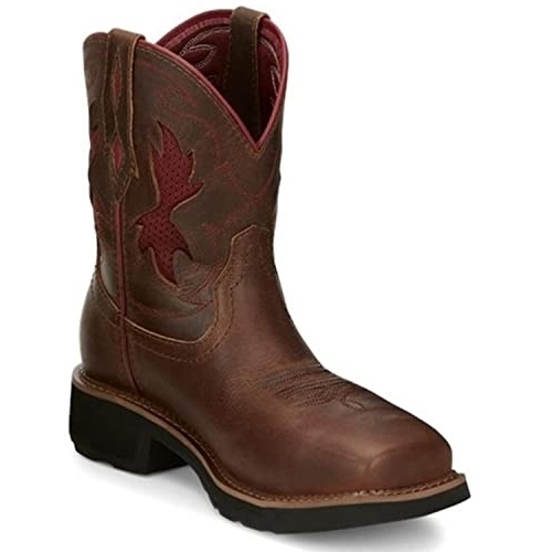 Justin Women's Lathey Western Work Boot Nano Composite Toe ONE SIZE BROWN - BROWN, 6.5 Women/6.5 Men