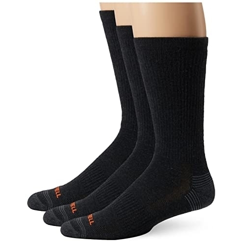 Merrell Men's Cushioned With Repreve Hiker Socks - BLACK, S/M