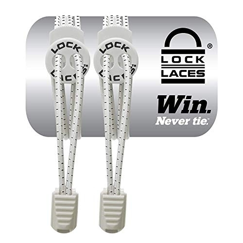 LOCK LACES (Elastic No Tie Shoelaces) (White, 48-Inch) 48-Inch WHITE