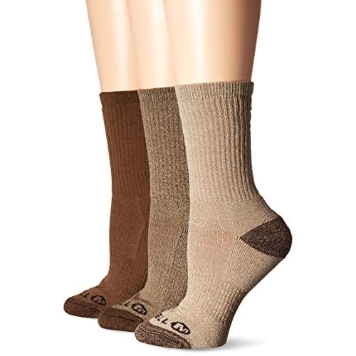 Merrell Men's 3 Pack Cushioned Performance Hiker Socks (Low/Quarter/Crew Socks) OLAST - Olive (Crew), Shoe Size: 9-12