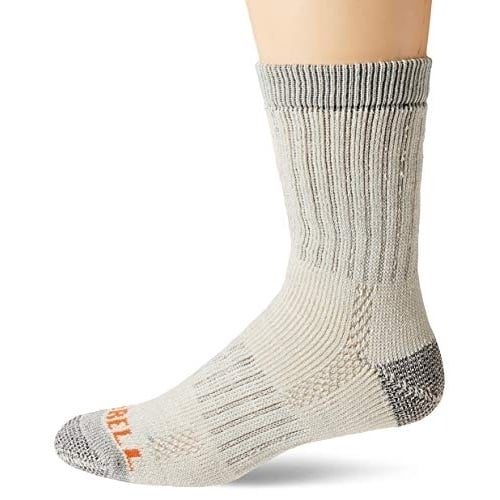 Merrell Mens Wool Blend Cushioned Hiker Socks - BLACK, M