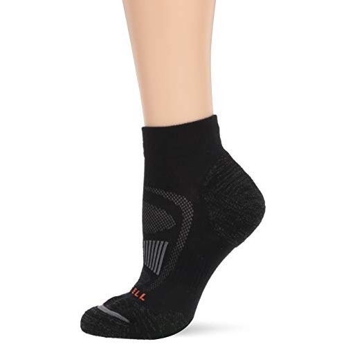 Merrell Mens 1 Pack Cushioned Zoned Quarter Hiker Socks BLACK - BLACK, Shoe Size: 9-12