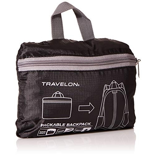 Travelon Packable Backpack Light Backpacking Travel RFID Blocking Bag Back Pack Variable BLACK