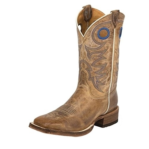 Justin Men's Bent Rail Cowboy Boot Square Toe Beige BEIGE - BEIGE, 12 Wide