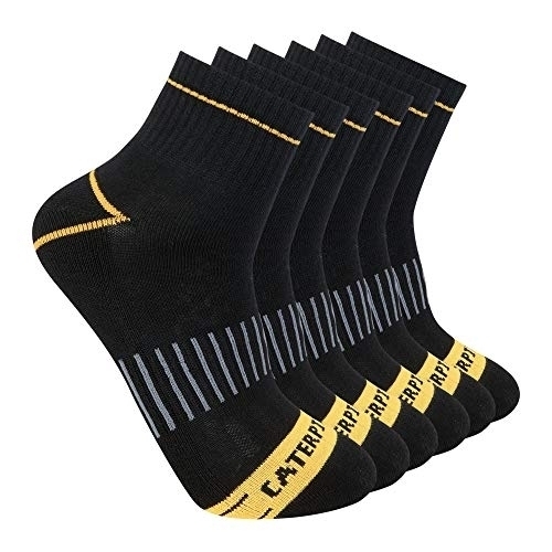 Caterpillar Men's Advanced Half Cushion Quarter Socks (6 Pack) Black - 43CT302349TB-BLK BLACK - BLACK, L