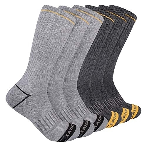 Caterpillar Men's Half Cushioned Crew Socks Grey - Grey, L