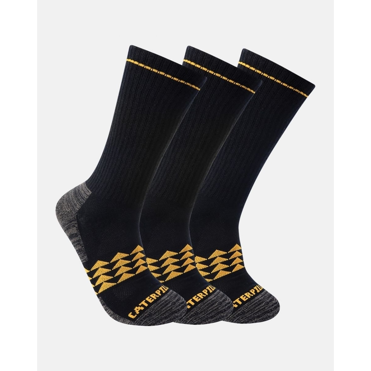 Caterpillar Men's Max Half Cushion Crew Socks (3 Pack) Black - 43CT302362TD-BLK BLACK - BLACK, L