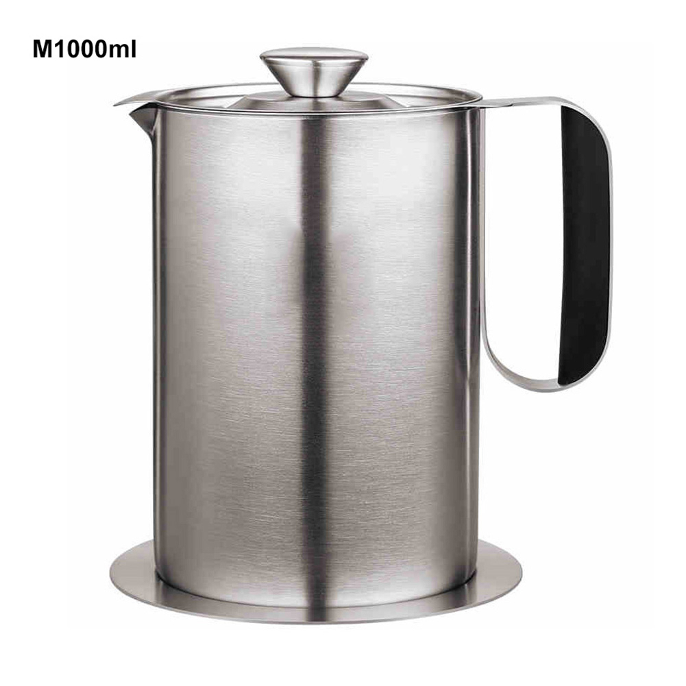 Home Kitchen Stainless Steel Oil Filter Bottle Storage Can with Mesh Strainer - 1000ml