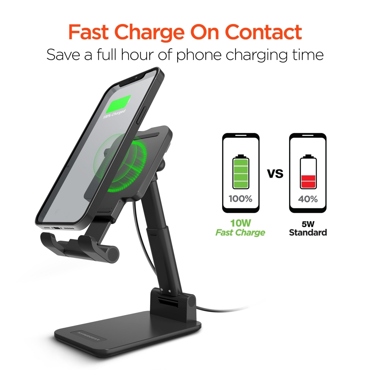 Hypergear PowerFold Wireless Fast Charge Desktop Stand With Charger (15415-HYP)