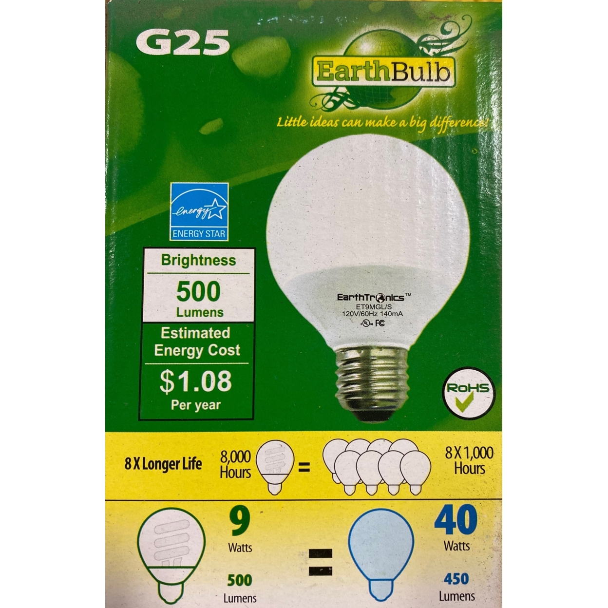 Earthtronics GT09SW1B 9-watt Soft White Light Bulb