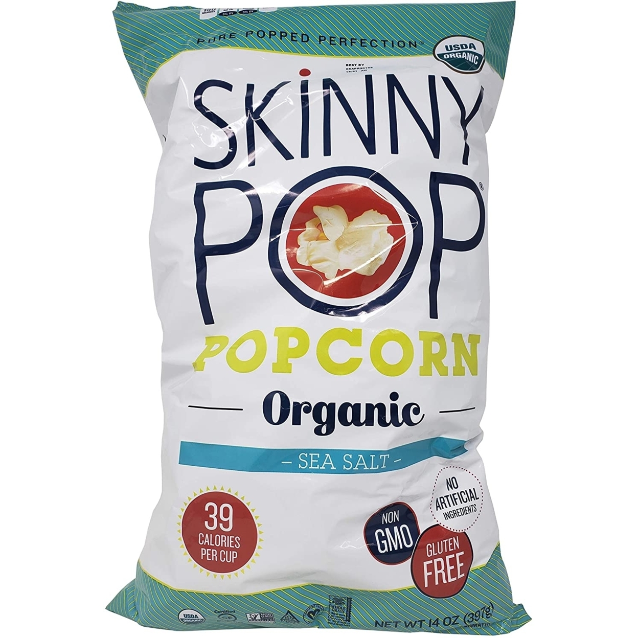Skinny Pop Organic Popcorn Sea Salt Pure Popped Perfection, 14 Ounce