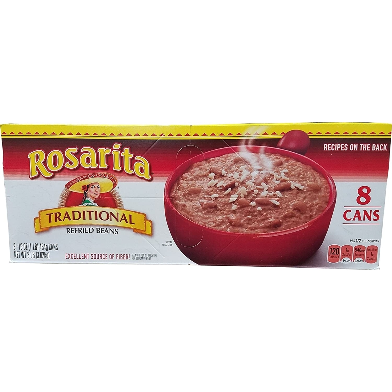 Rosarita Traditional Refried Beans (16 Ounce Cans, 8 Pack)