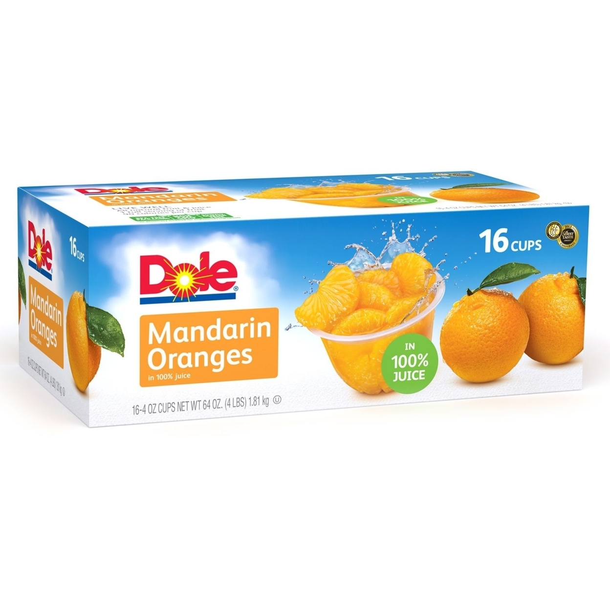 Dole Mandarin Oranges Fruit Cup, 16-4 Ounce Cups