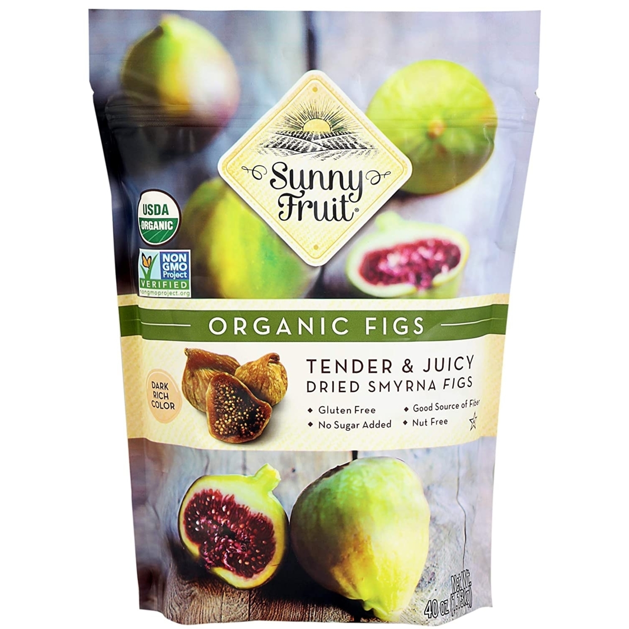 Sunny Fruit Organic Sun-Dried Figs, 40 Ounce