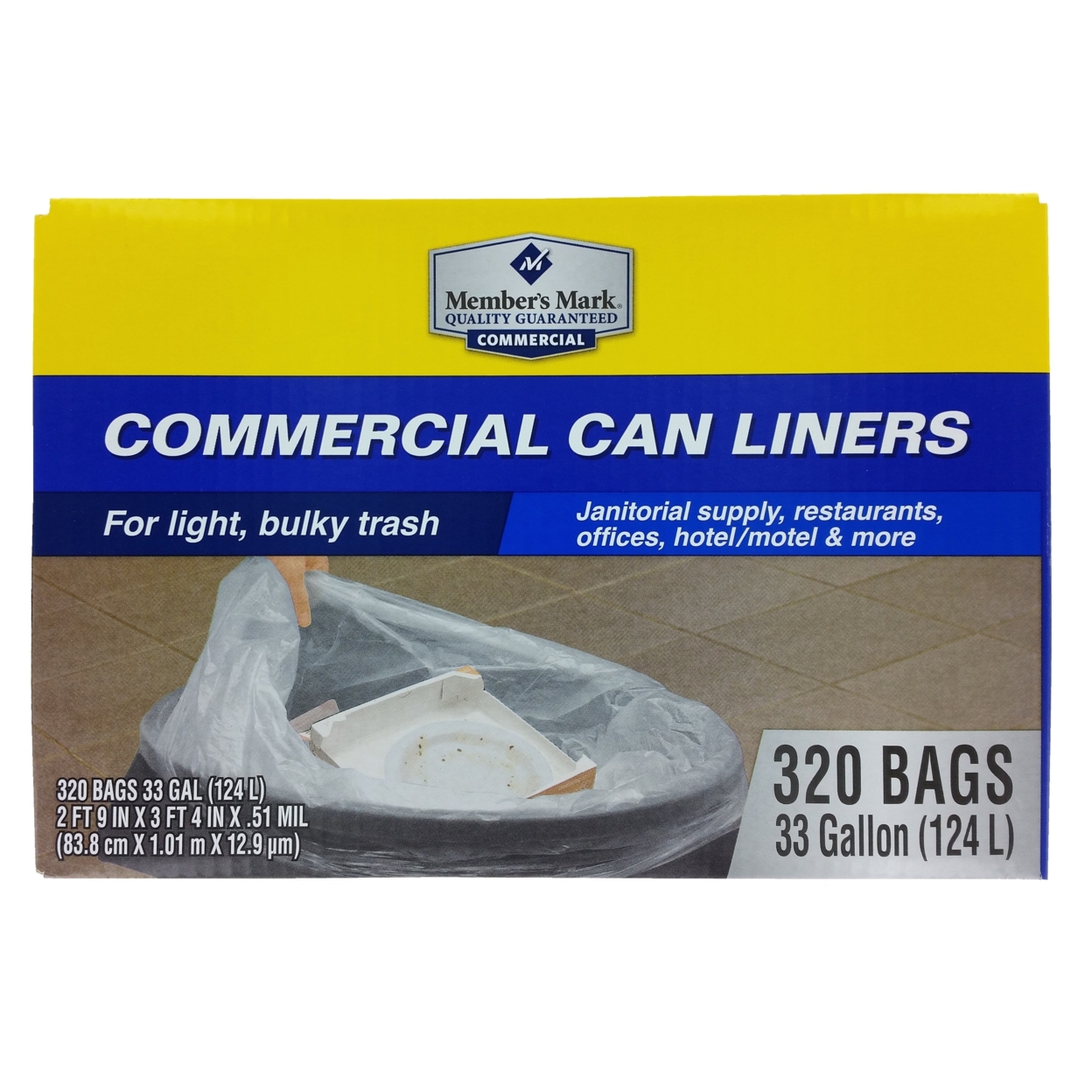Member's Mark Commercial Can Liners - 33 Gal - 320 Count