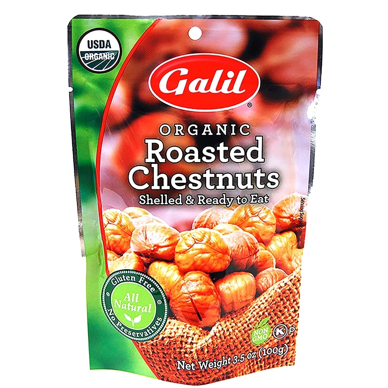 Galil Organic Shelled Roasted Chestnuts, 3.5 Ounce (Pack Of 6)